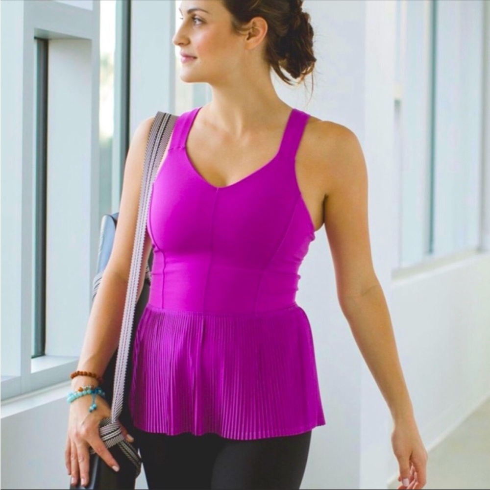 Lululemon City Tank Pleated Peplum Top Ultra Violet Pink SZ 6